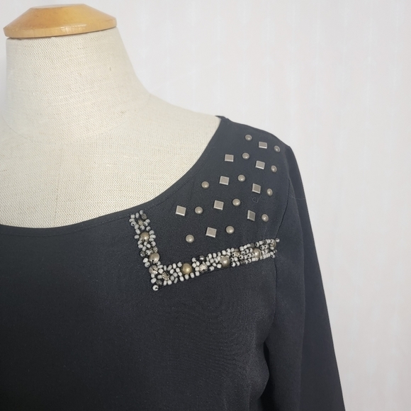 A.N.A. Medium Beaded 3/4 Sleeve Blouse - Picture 3 of 14